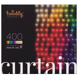 Twinkly Гірлянда Smart LED Twinkly Curtain RGBW 400, Gen II, IP44, 1.45 х 2.1м, кабель прозорий