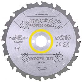 Metabo Диск пильний POWER CUT WOOD - PROFESSIONAL, 216х2.4х30мм, 1.8мм, 24 зубці