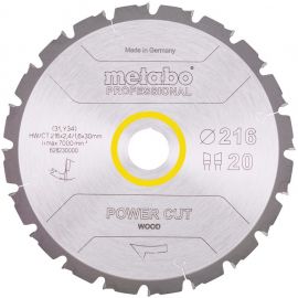 Metabo Диск пильний POWER CUT WOOD - PROFESSIONAL, 216х2.4х30мм, 1.8мм, 20 зубців