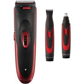 Remington Машинка для стриження The Works, 2хАА в комплекті, насадок-2, для носа та вух, сталь, чорно-червоний