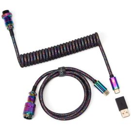 Keychron Кабель Type-A/Type-C Premium Coiled Aviator Cable-Straight Rainbow Plated black