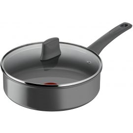 Tefal Сотейник з кришкою Renewal, 24см, алюміній, бакеліт, скло, чірий