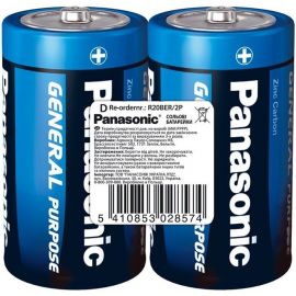 Panasonic Батарейка GENERAL PURPOSE вугільно-цинкова D(R20) плівка, 2 шт.