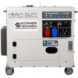 Könner & Söhnen Генератор дизельний KS 9200HDES-1/3 ATSR (EURO V),230/400В,6.5/6.0кВт,7.5/7.0кВт,1/3Фази, електростартер, 168кг