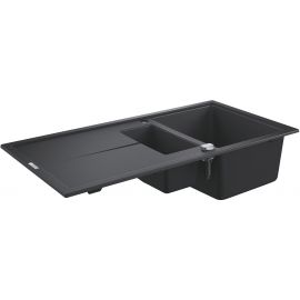 Grohe Мийка кухонна K400, граніт, прямокут., з крилом, 1000x500x205мм, чаша - 2, врізна, чорний граніт