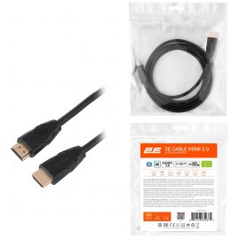 2E Кабель HDMI (M/M) 2Е, 2м, 2.0, Slim High Speed Aluminum, чорний