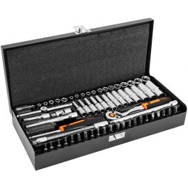 Neo Tools Набір інструментів, Набір торцевих головок, 63шт, 1/4", CrV, металевий кейс