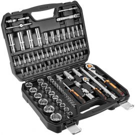 Neo Tools Набір інструментів, набір торцевих головок, 86шт, 1/2", 1/4", CrV, кейс
