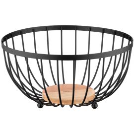 ARDESTO Кошик Midori 25х25х13см, металл, дерево, чорний