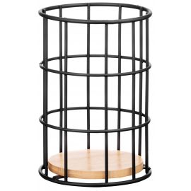 ARDESTO Підставка для столових приборів Midori 11х11х17см, метал, бамбук, чорна