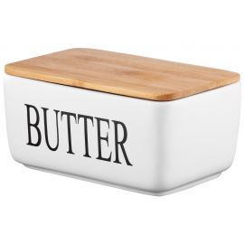 ARDESTO Маслянка Midori 16.5х10х8см, кераміка, бамбук, біла