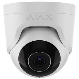 Ajax IP-Камера дротова TurretCam, 8мп, 4мм, Poe, True WDR, IP 65, ІЧ 35м, аудіо, кут огляду 75°до 85°, купольна, біла