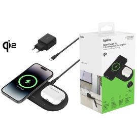 Belkin Зарядний пристрій бездротовий 2в1 15Вт Pad Qi2, чорний
