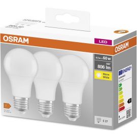 Osram Набір ламп 3шт LED E27 8.5Вт 2700К 806Лм A60