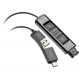 Poly Перехідник DA85 USB > QD з вбудованим пультом керування для гарнітур EncorePro, USB-A, USB-C, чорний