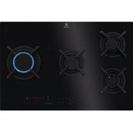 Electrolux Варильна поверхня газова на склі, 80см, чавун, електрон. керування, Hob2Hood, чорний