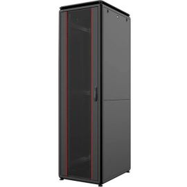 MIRSAN Шафа 19", 36U, GTV, скляні двері, 600x1000 мм, максимально 2000 кг, чорна