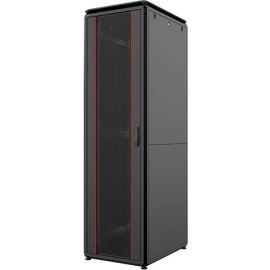 MIRSAN Шафа 19", 36U, GTV, скляні двері, 800x1000 мм, максимально 2000 кг, чорна