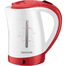Sencor Електрочайник 0.5л, Strix, пластик, в комплекті 2 склянки + 2ложки, біло-червоний