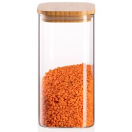 ARDESTO Банка для зберігання Midori, 700мл, скло, бамбук, квадратна, прозорий