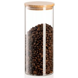 ARDESTO Банка для зберігання Midori, 1000мл, скло, бамбук, кругла, прозорий