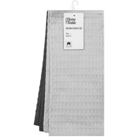 ARDESTO Набір рушників для кухні Pique, 30x30см, 4шт, 100% бавовна, сірий темний, сірий світлий
