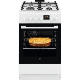 Electrolux Плита комбінована, 57л, 50x60см, дисплей, конвекція, чавун, білий