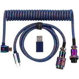 Keychron Кабель USB-A/USB-C > USB-C заряджання/синхронізації, 1.08м, Type-C, Premium Coiled Aviator, синій
