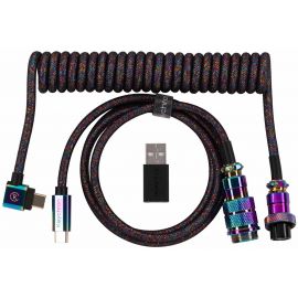 Keychron Кабель USB-A/USB-C > USB-C заряджання/синхронізації, 1.08м, Type-C, Premium Coiled Aviator, чорний