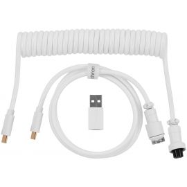 Keychron Кабель USB-A/USB-C > USB-C заряджання/синхронізації, 1.36м, Type-C, Coiled Aviator, білий