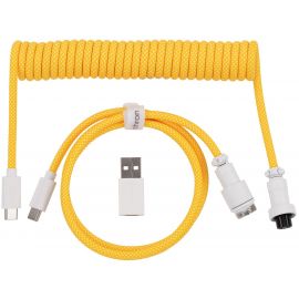 Keychron Кабель USB-A/USB-C > USB-C заряджання/синхронізації, 1.36м, Type-C, Coiled Aviator, жовтий
