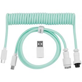 Keychron Кабель USB-A/USB-C > USB-C заряджання/синхронізації, 1.36м, Type-C, Coiled Aviator, мятний
