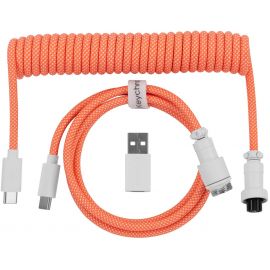 Keychron Кабель USB-A/USB-C > USB-C заряджання/синхронізації, 1.36м, Type-C, Coiled Aviator, оранжевий