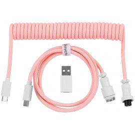 Keychron Кабель USB-A/USB-C > USB-C заряджання/синхронізації, 1.36м, Type-C, Coiled Aviator, рожевий