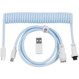 Keychron Кабель USB-A/USB-C > USB-C заряджання/синхронізації, 1.36м, Type-C, Coiled Aviator, синій