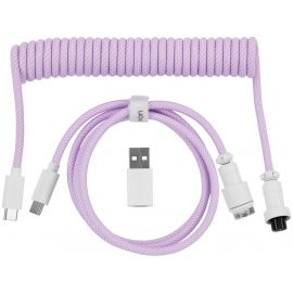 Keychron Кабель USB-A/USB-C > USB-C заряджання/синхронізації, 1.36м, Type-C, Coiled Aviator, фіолетовий