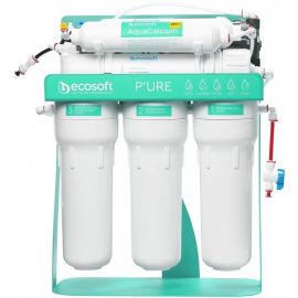 Ecosoft Фільтр зворотного осмосу P'URE AquaCalcium Mint з помпою на станині, мембрана 75gpd DuPont, картридж AquaCalcium збагачує мінералами, дренаж 1:1