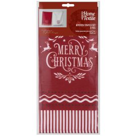 ARDESTO Набір рушничків для кухні Happy Holidays 45х65см, 2шт, 90% поліестер, 10% бавовна, червоний, білий