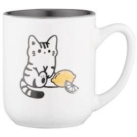 ARDESTO Чашка Cat, 380мл, кераміка, біло-сірий