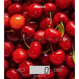 ARDESTO Ваги кухонні CHERRY, 5кг, AAAx2 в комплекті, скло, багатокольоровий