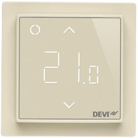 DEVI Терморегулятор Devireg Smart, +5...45 °C, електронний, Wi-Fi, вбудований, дротовий датчик, 16A, 230V, слонова кістка