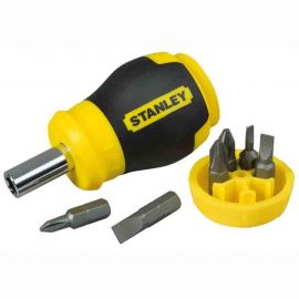Stanley Викрутка Multibit Stubby, бітотримач 1/4", зберігання біт у рукоятці, 6 біт, SL, PH, PZ