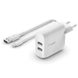 Belkin Home Charger 24W DUAL USB 2.4A, USB-C 1m, white