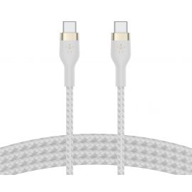 Belkin Кабель USB-С - USB-C плетений, силіконовий, з ремінцем на магніті, 1м, білий