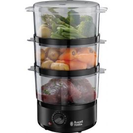 Russell Hobbs Пароварка Kitchen Collection 400Вт, чаша-2.3/3.3л, резервуар для води -0.5л, механічне керування, 3 яруси, пластик, чорний