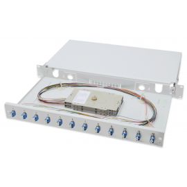 Digitus Оптична панель 19' 1U, 12xLC duplex, incl, Splice Cass, OS2 Color Pigtails, Adapter