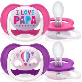 AVENT ПУСТУШКА ULTRA AIR 6-18МІС, ОРТОДОНТИЧНА, 2ШТ, I LOVE ДЛЯ ДІВЧАТ