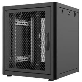 MIRSAN Шафа 19", 12U, GTN, перфоровані двері, 600x600 мм, чорна