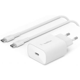 Belkin Зарядний пристрій мережевий 25Вт USB-С PD PPS, кабель USB-С > USB-C, 1м, PVC, білий