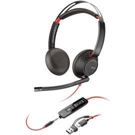 Poly Гарнітура комп'ютерна стерео On-ear Blackwire 5220, USB-A, USB-C, 3.5 мм, односпрямований, noise canceling, чорний